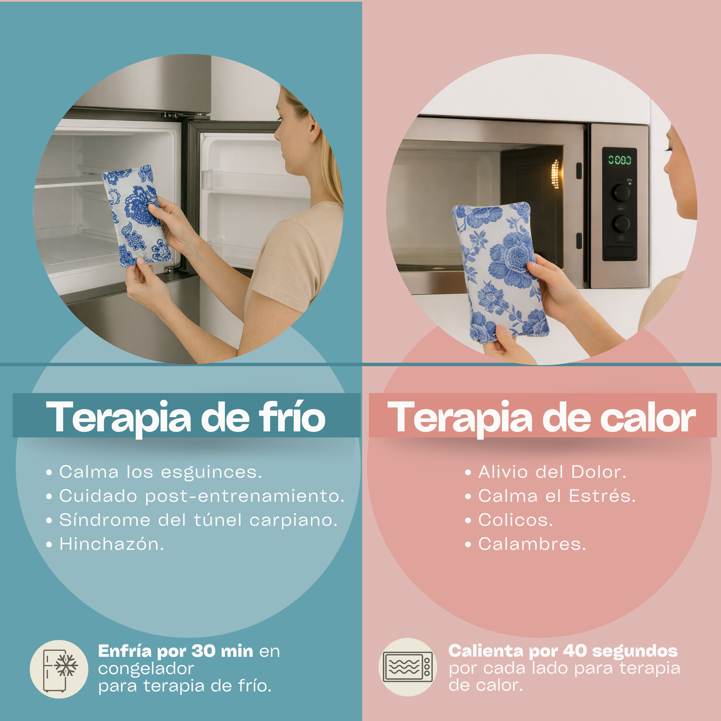 Cojín Térmico Ojos y Cuello — Mijo y Menta | Mini