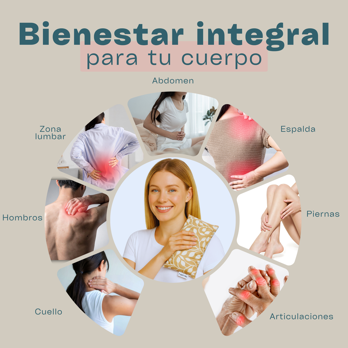 Cojín Térmico Muscular — Mijo y Menta | Café/Plantas