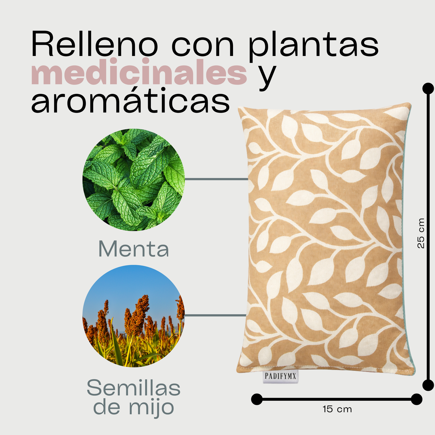 Cojín Térmico Muscular — Mijo y Menta | Café/Plantas