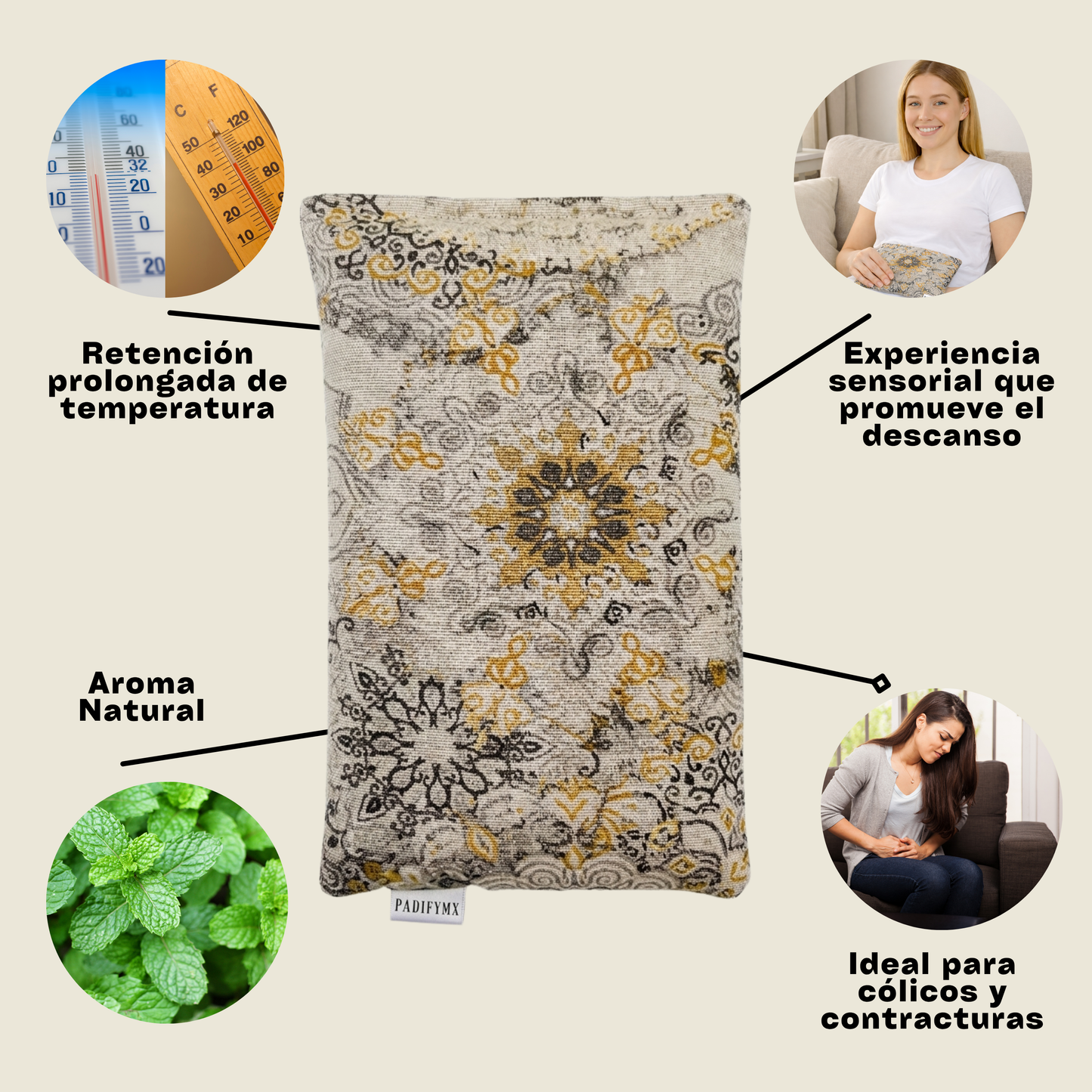 Cojin Semillas para Microondas - Cafe/Gargoleado