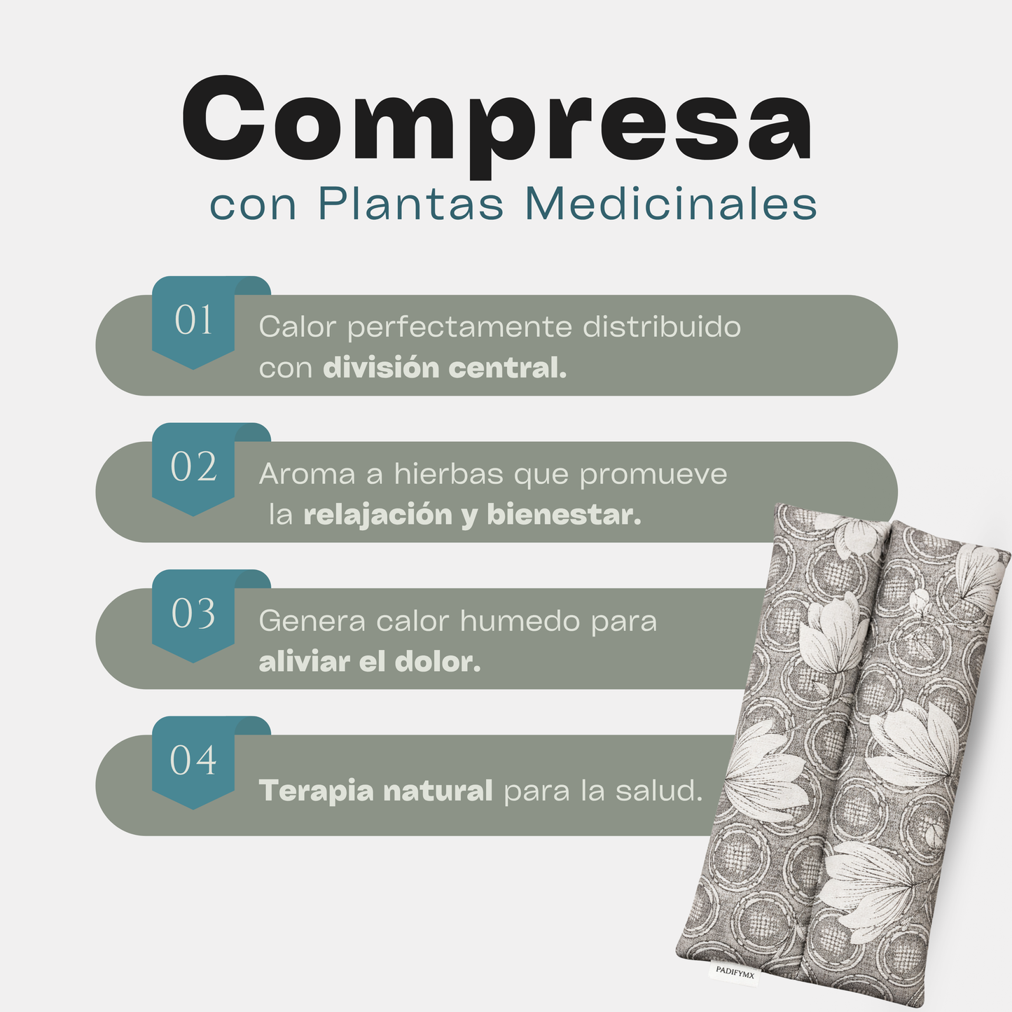 Compresa Térmica Mediana — Mijo y Menta | Gris