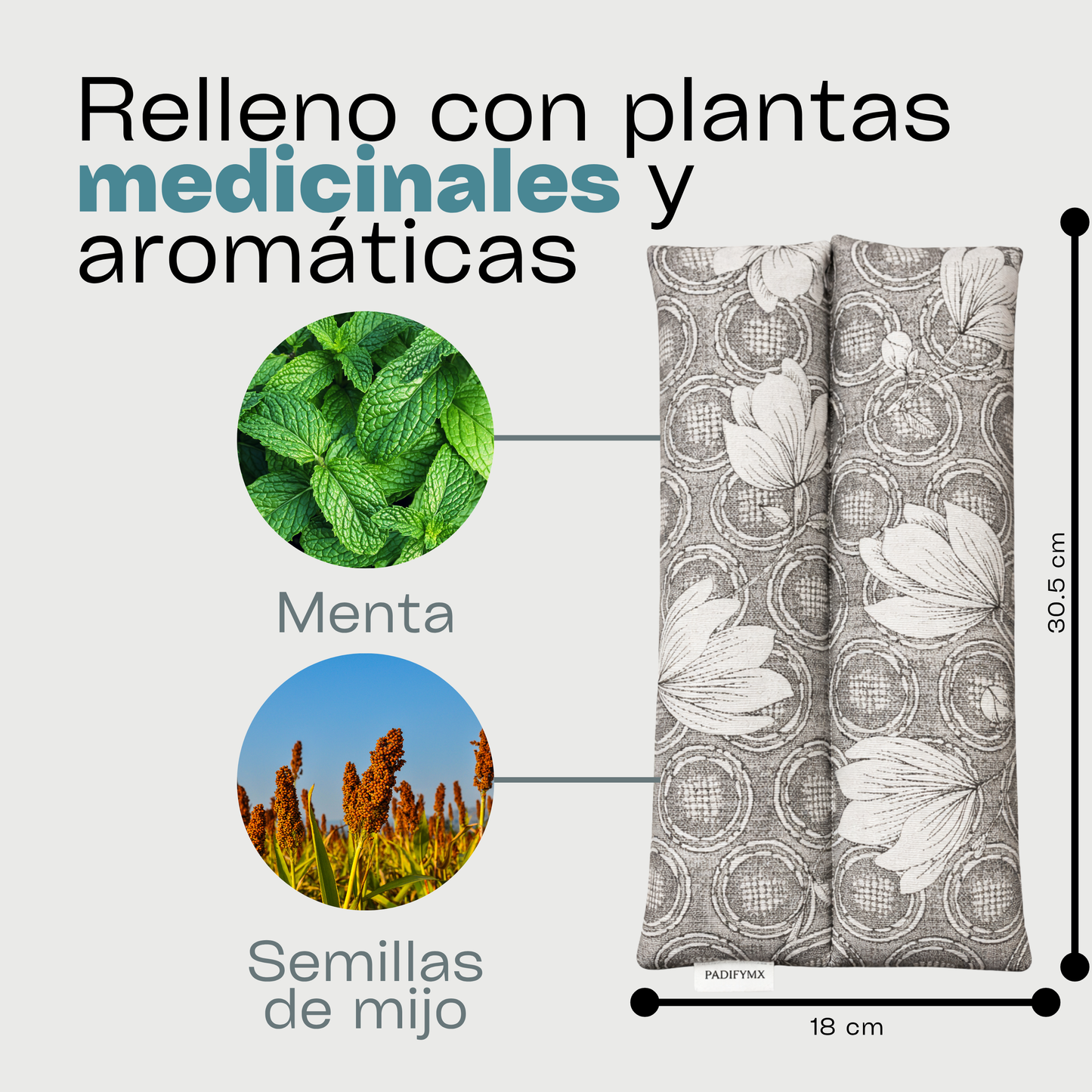 Compresa Térmica Mediana — Mijo y Menta | Gris