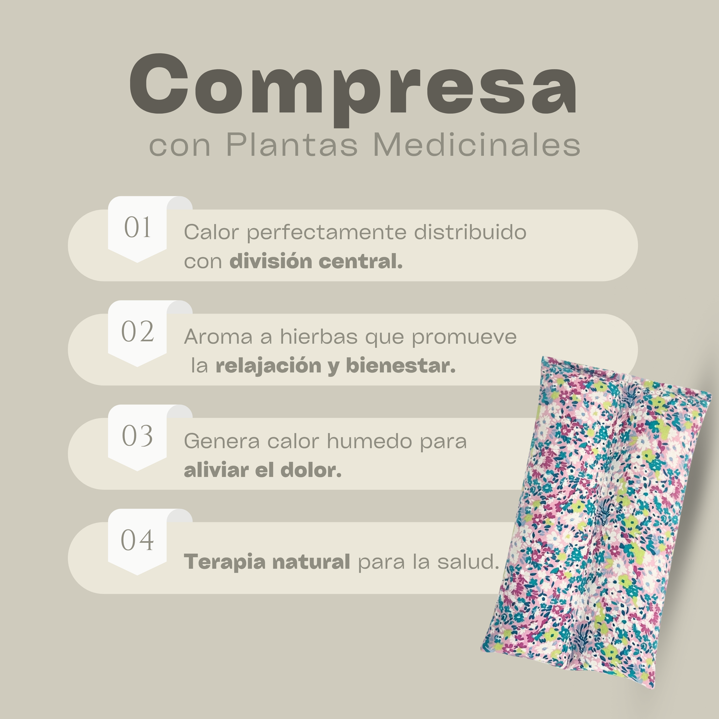 Compresa Térmica Mediana — Mijo y Menta | Flores