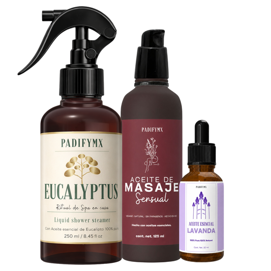 Kit Ritual Sensorial — Aceite de Masaje + Aceite Esencial de Lavanda + Shower Steamer
